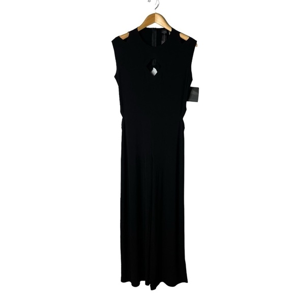 Norma Kamali Sleeveless Cut Out Jumpsuit Black Size Large Cut Out Accents - Picture 3 of 10